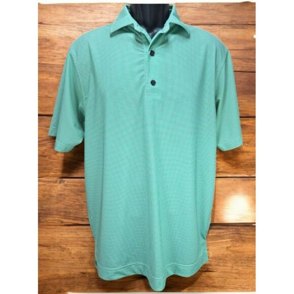 Footjoy FJ Mens Green Houndstooth Lisle Golf Polo Small - Picture 1 of 7